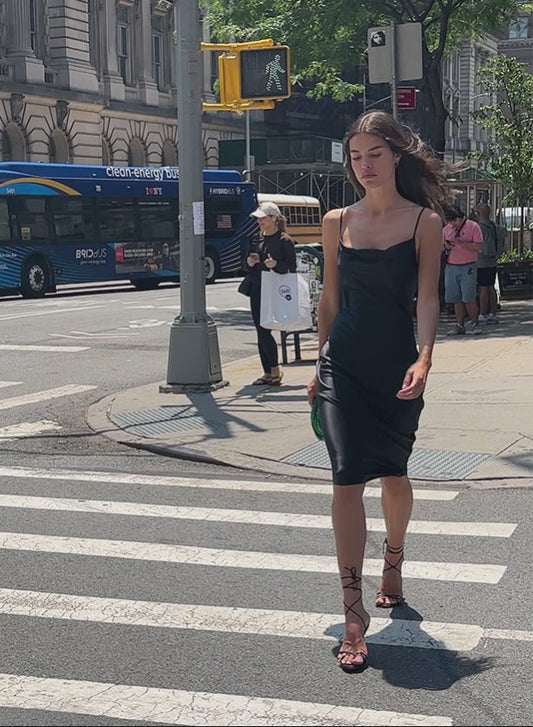Fleur du Mal Black Silk Cowl Slip Dress