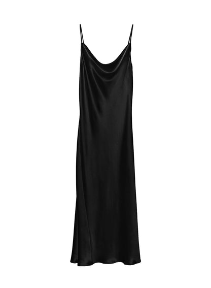Fleur du Mal Black Silk Cowl Slip Dress