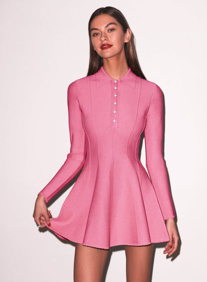 Fleur du Mal Pink Henley Flared Corset Dress