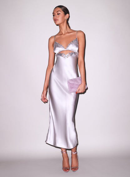 Fleur du Mal Platinum Lily Embroidery Cutout Slip