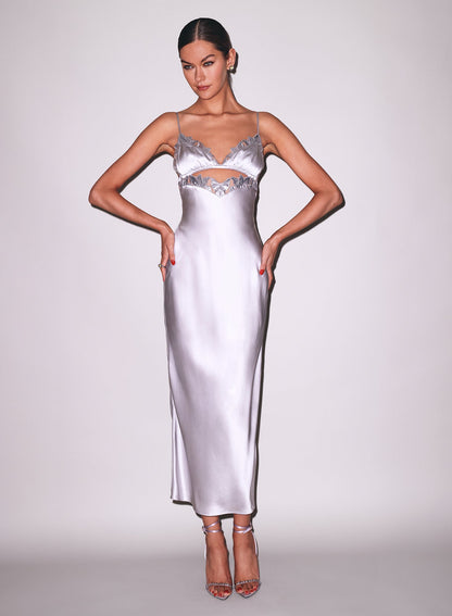 Fleur du Mal Platinum Lily Embroidery Cutout Slip
