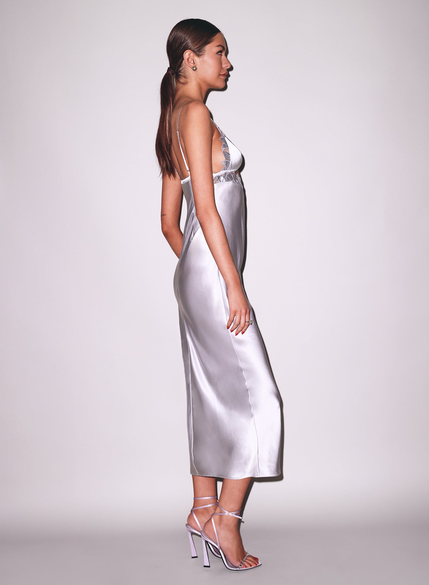 Fleur du Mal Platinum Lily Embroidery Cutout Slip