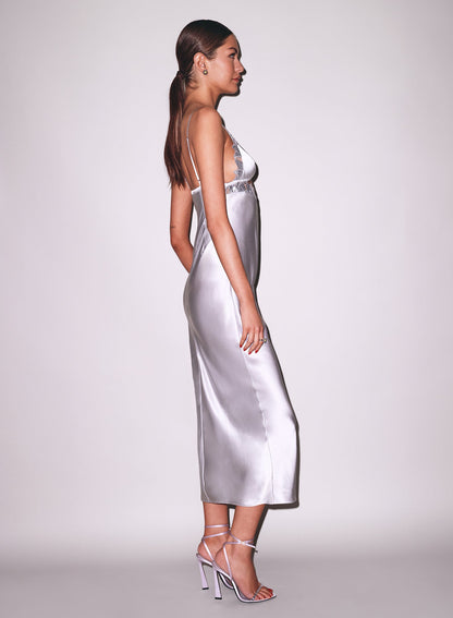 Fleur du Mal Platinum Lily Embroidery Cutout Slip