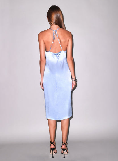 Fleur du Mal Blue Juliet Lace Applique Slip Dress