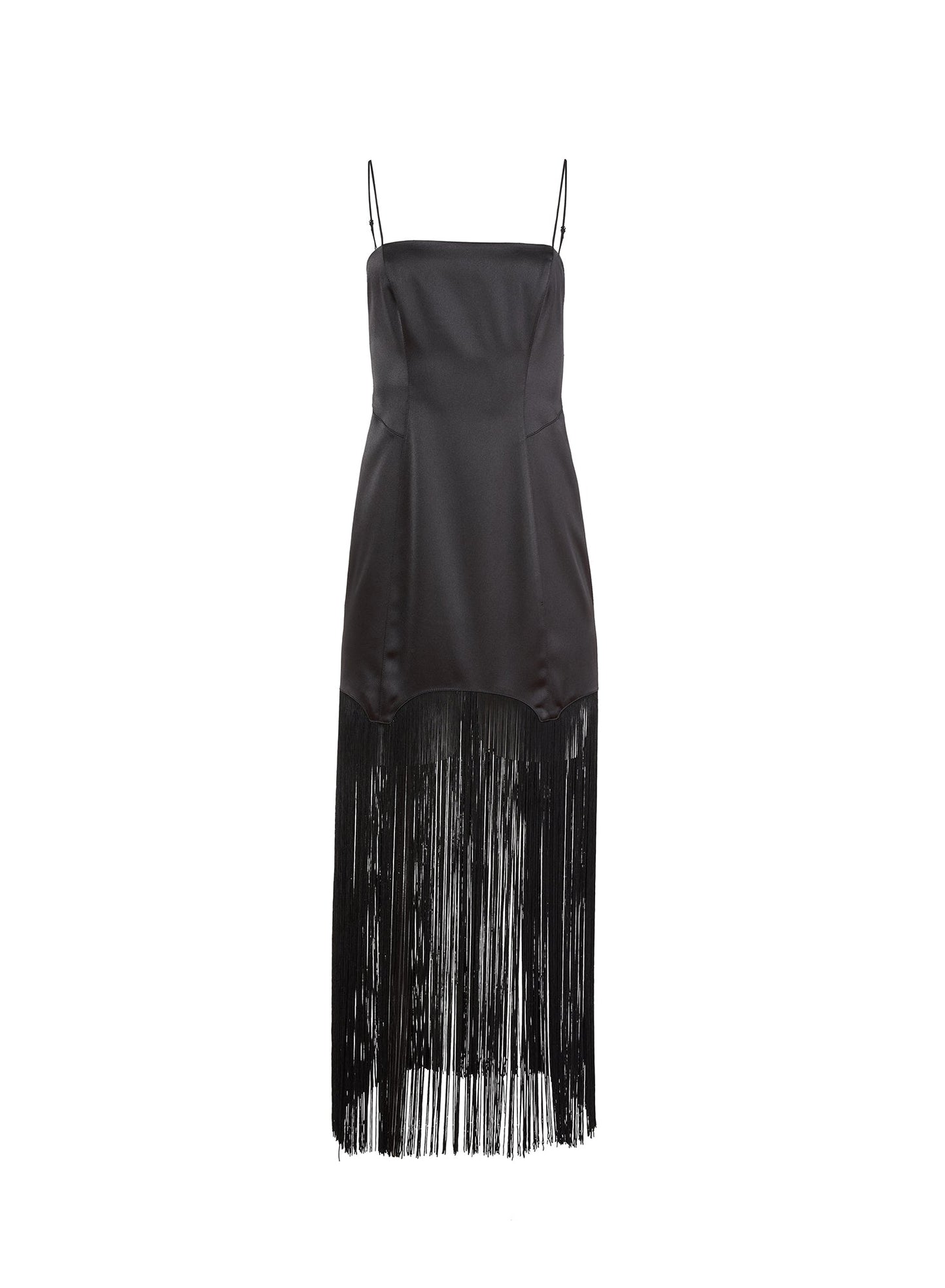 Fleur du Mal Black Fringe Maxi Dress