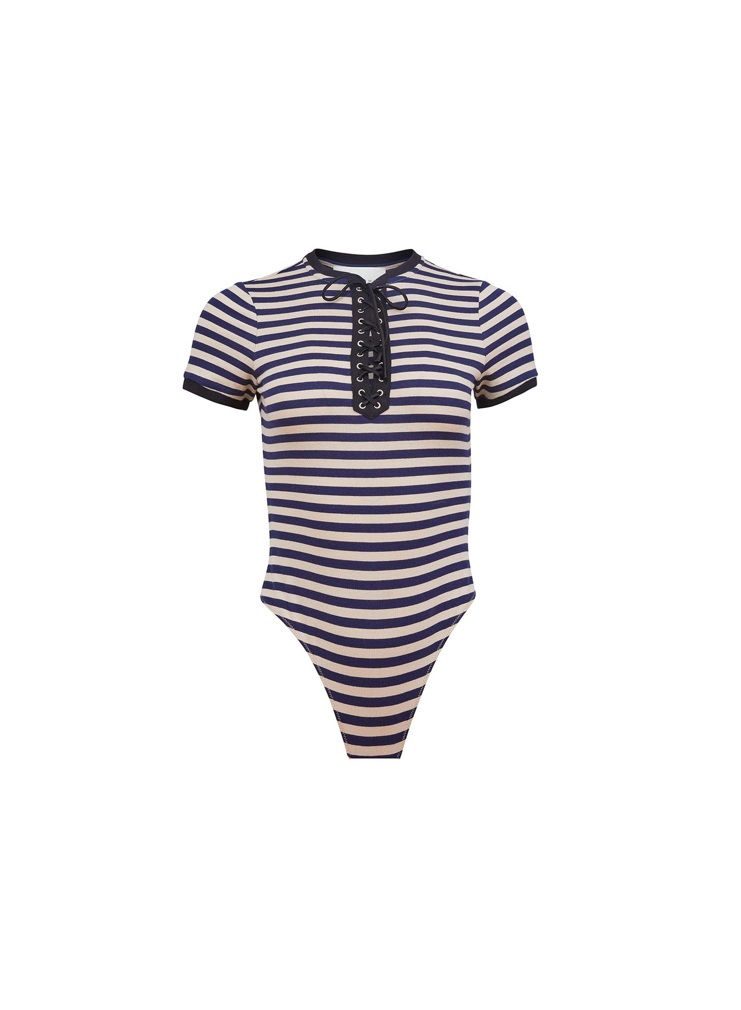 Fleur du Mal Navy Sand Stripe Ivy Ringer Bodysuit