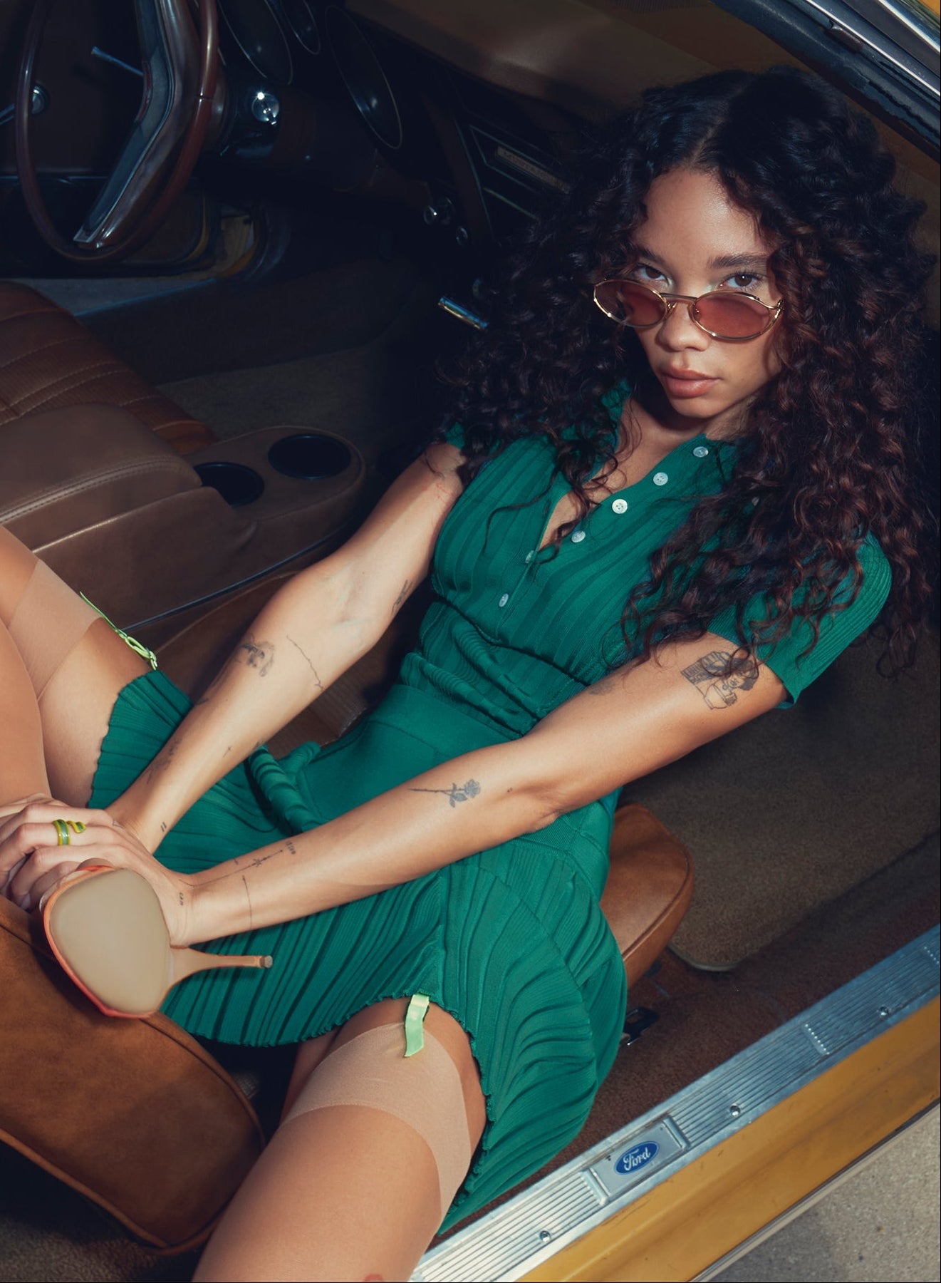 Fleur du Mal Lucky Green Rib Polo Bodysuit