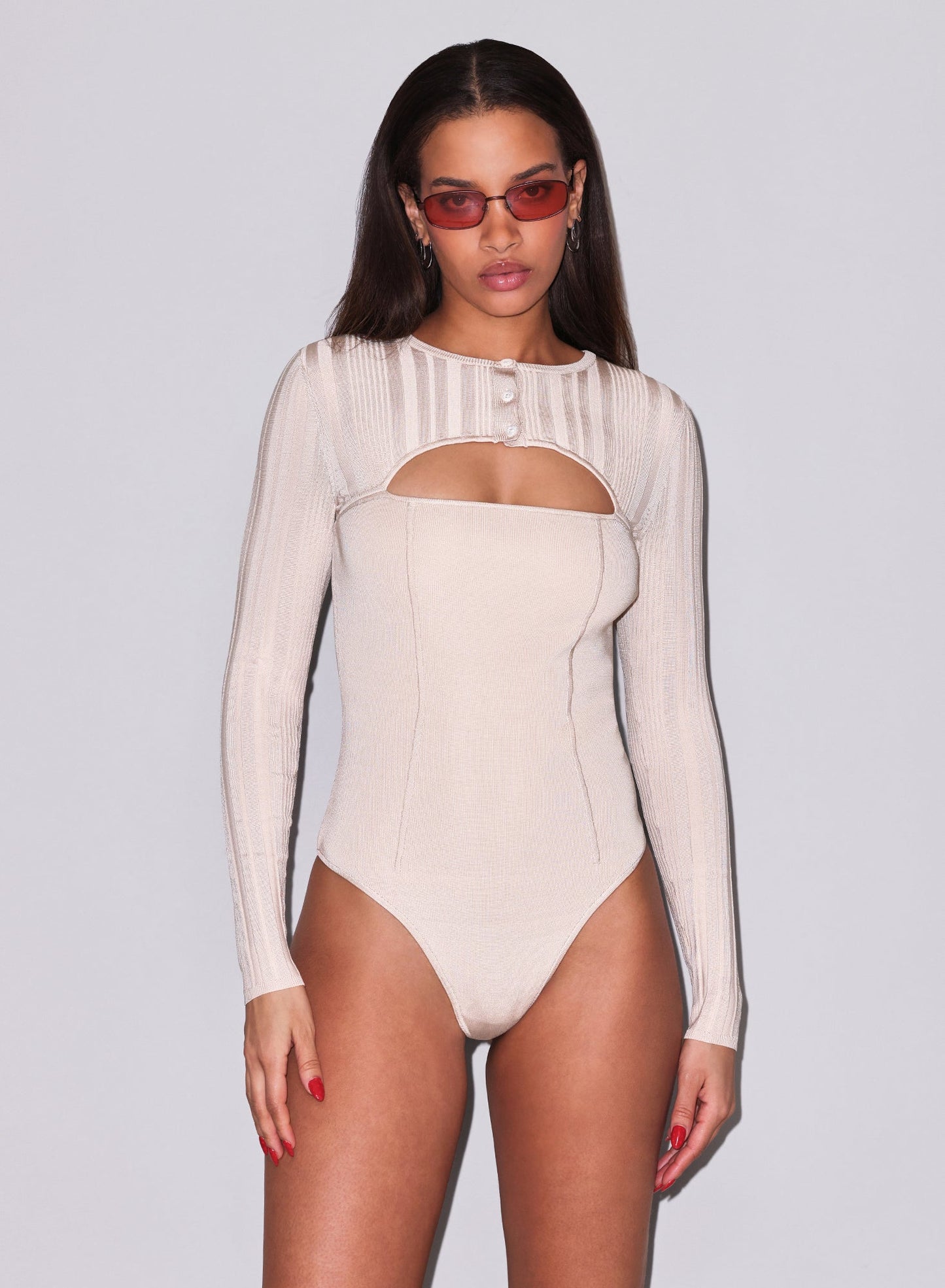 Fleur du Mal Tan Rib Shrug Bodysuit