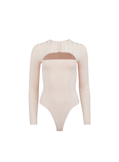 Fleur du Mal Tan Rib Shrug Bodysuit