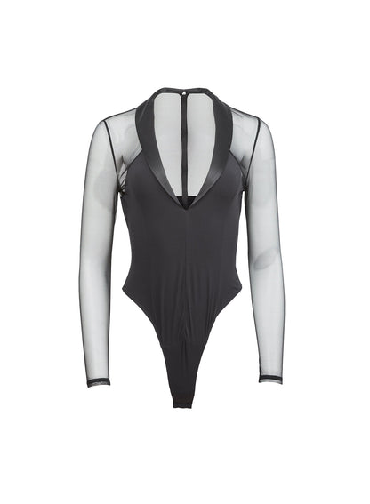 Fleur du Mal Black Tuxedo Bodysuit