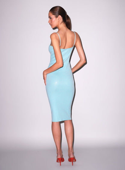 Fleur du Mal Mint Sequin Knit V-Neck Dress