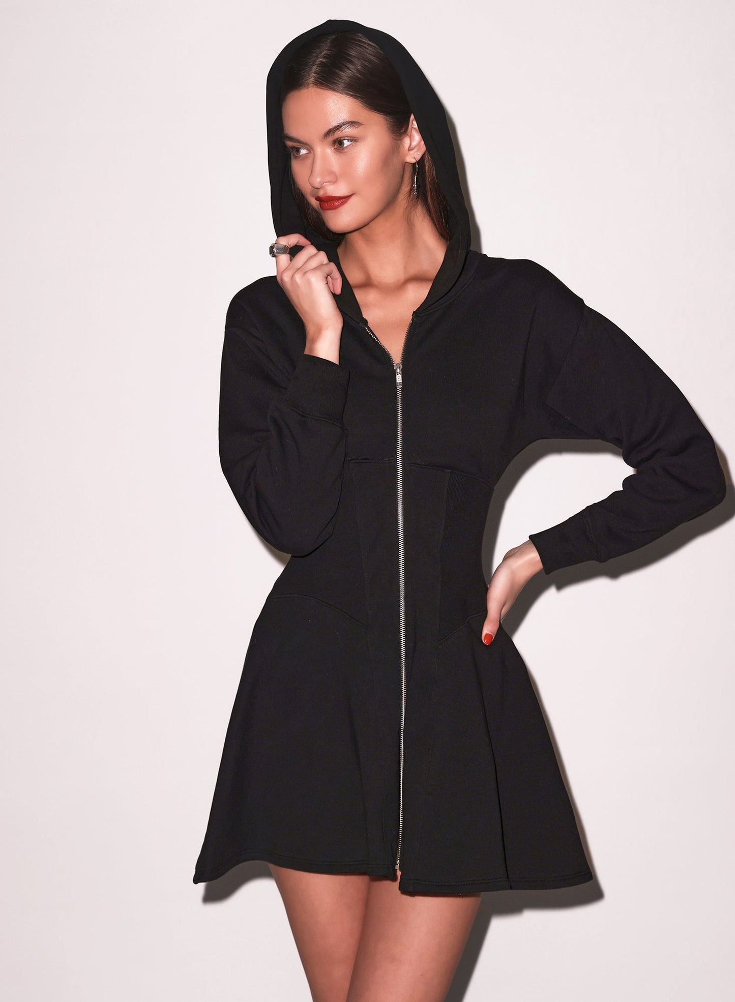 Fleur du Mal Black Unzip Me Hoodie Dress