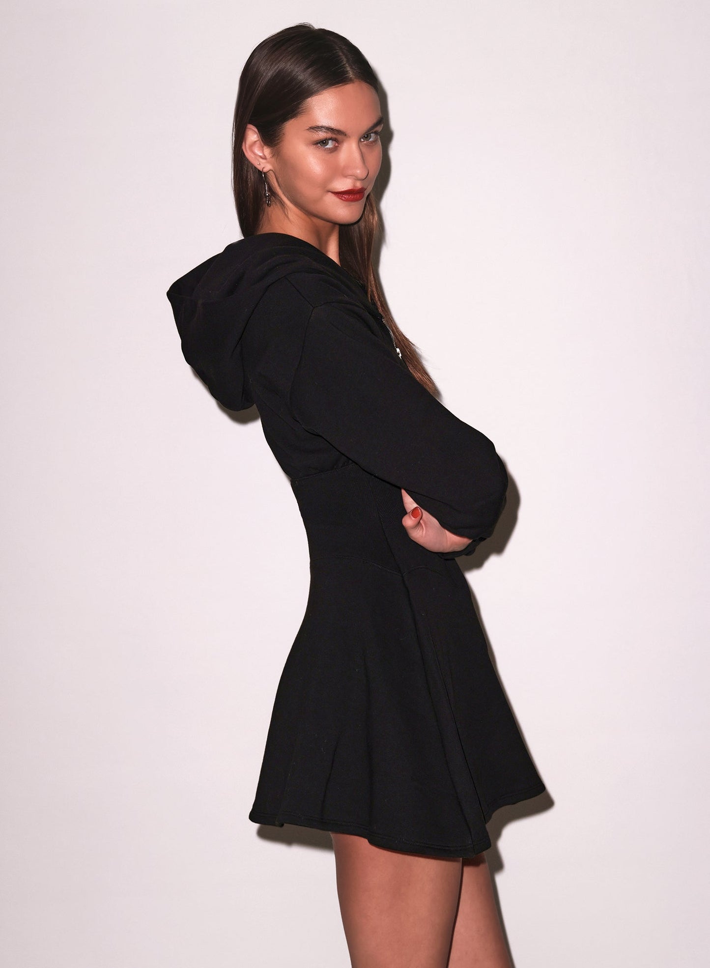 Fleur du Mal Black Unzip Me Hoodie Dress