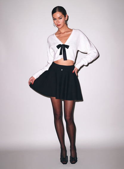 Fleur du Mal Black Knit Flared Mini Skirt