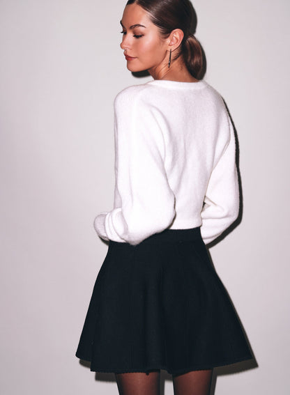 Fleur du Mal Black Knit Flared Mini Skirt