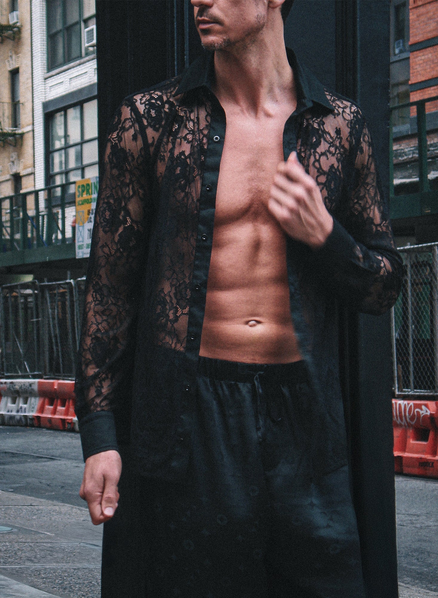 Fleur du Mal Black Juliet Lace Button Down