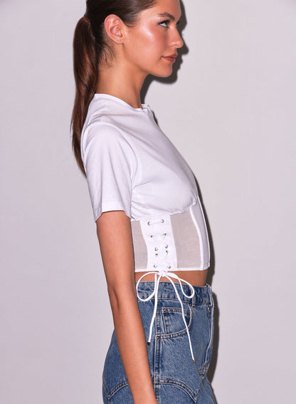Fleur du Mal Ivory Sabrina Corset T-Shirt