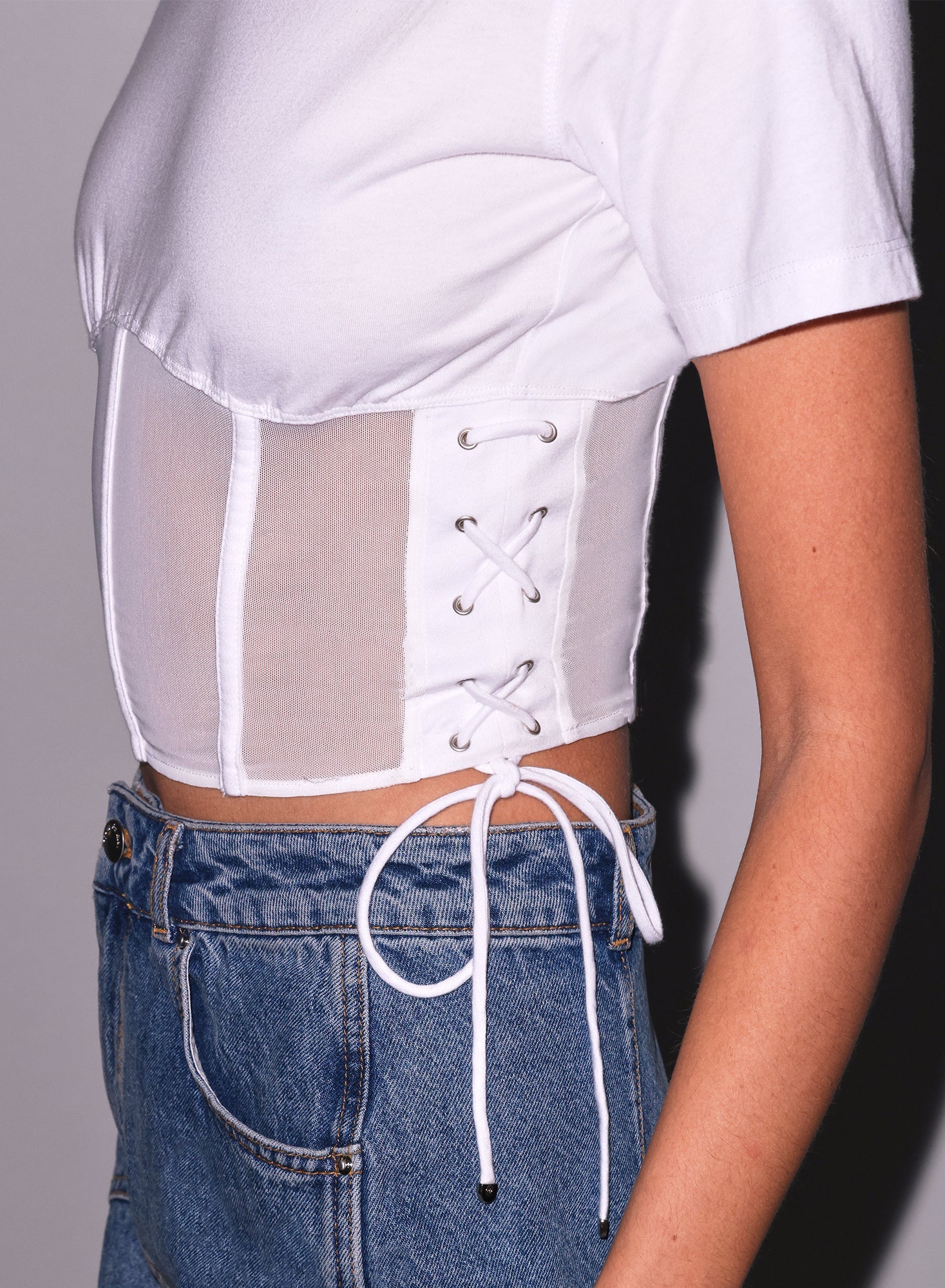 Fleur du Mal Ivory Sabrina Corset T-Shirt