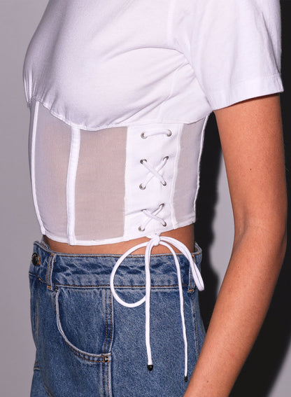 Fleur du Mal Ivory Sabrina Corset T-Shirt