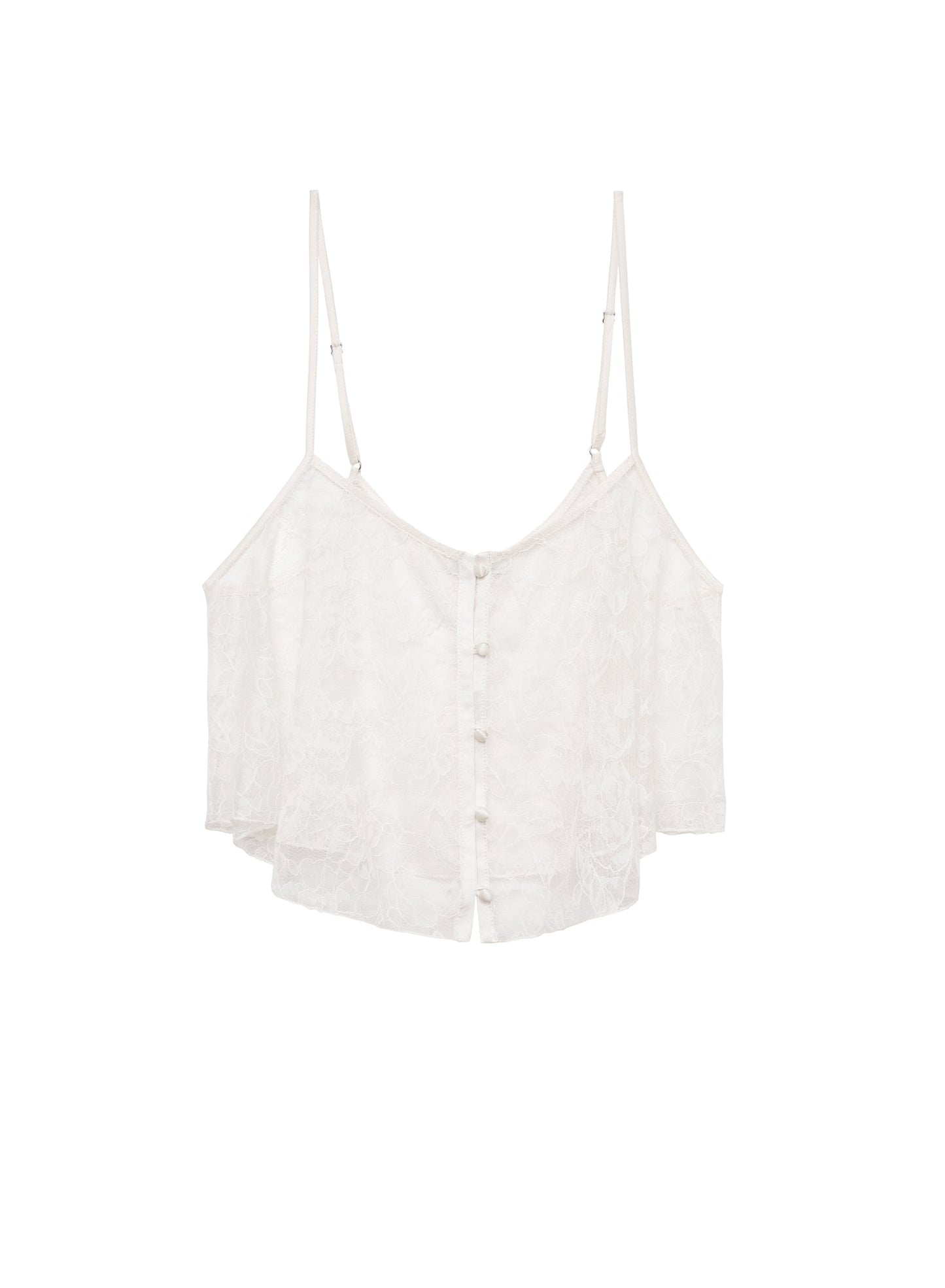 Fleur du Mal Ivory Jasmine Lace Flutter Cami