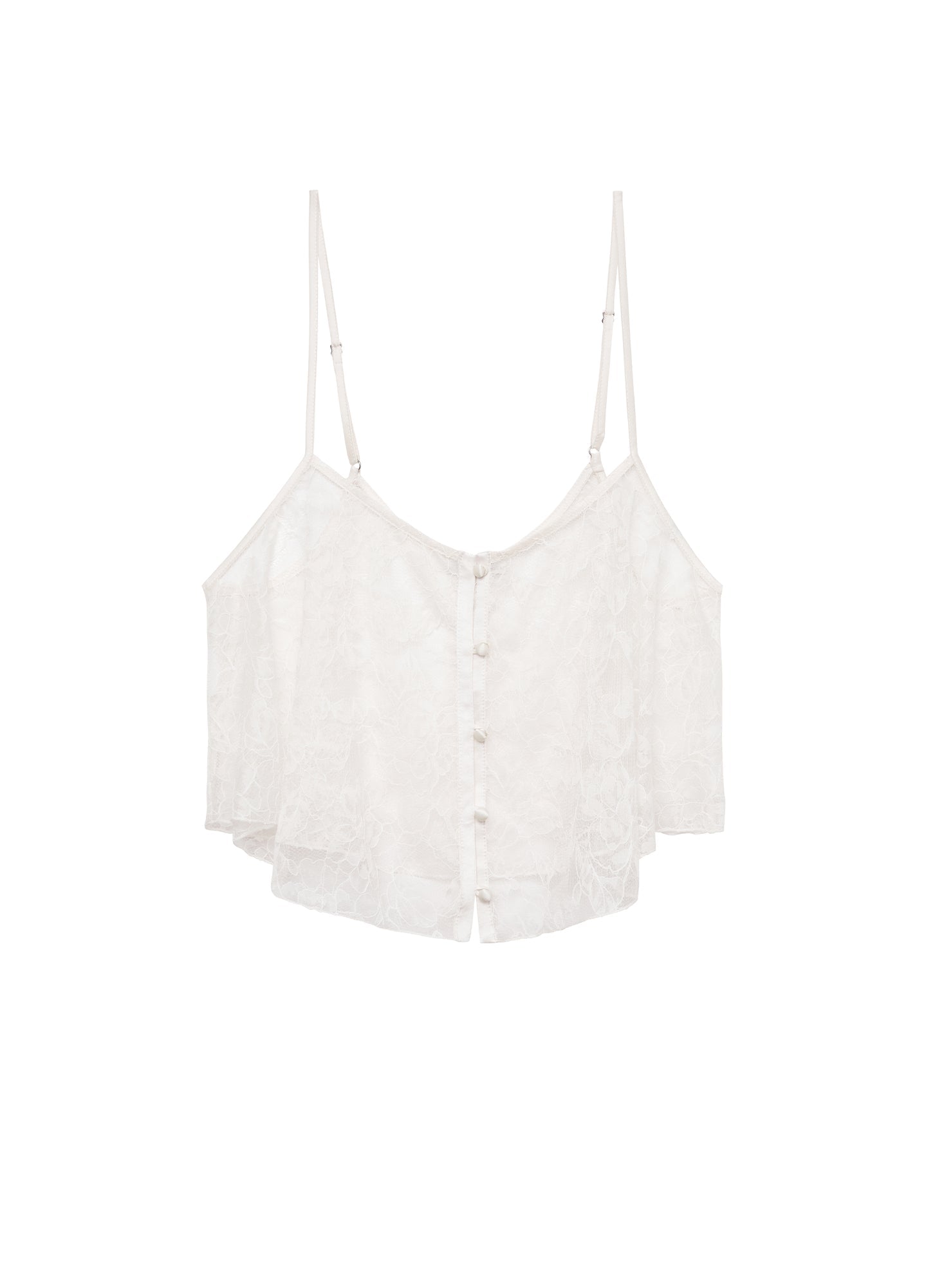 Fleur du Mal Ivory Jasmine Lace Flutter Cami