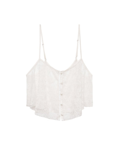 Fleur du Mal Ivory Jasmine Lace Flutter Cami