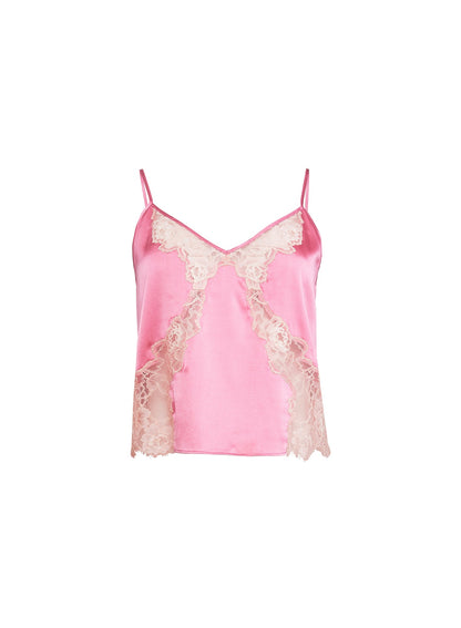 Fleur du Mal Pink Juliet Lace Silk Cami