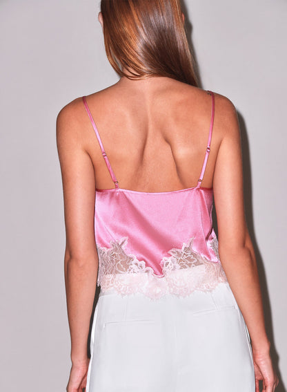 Fleur du Mal Pink Juliet Lace Silk Cami