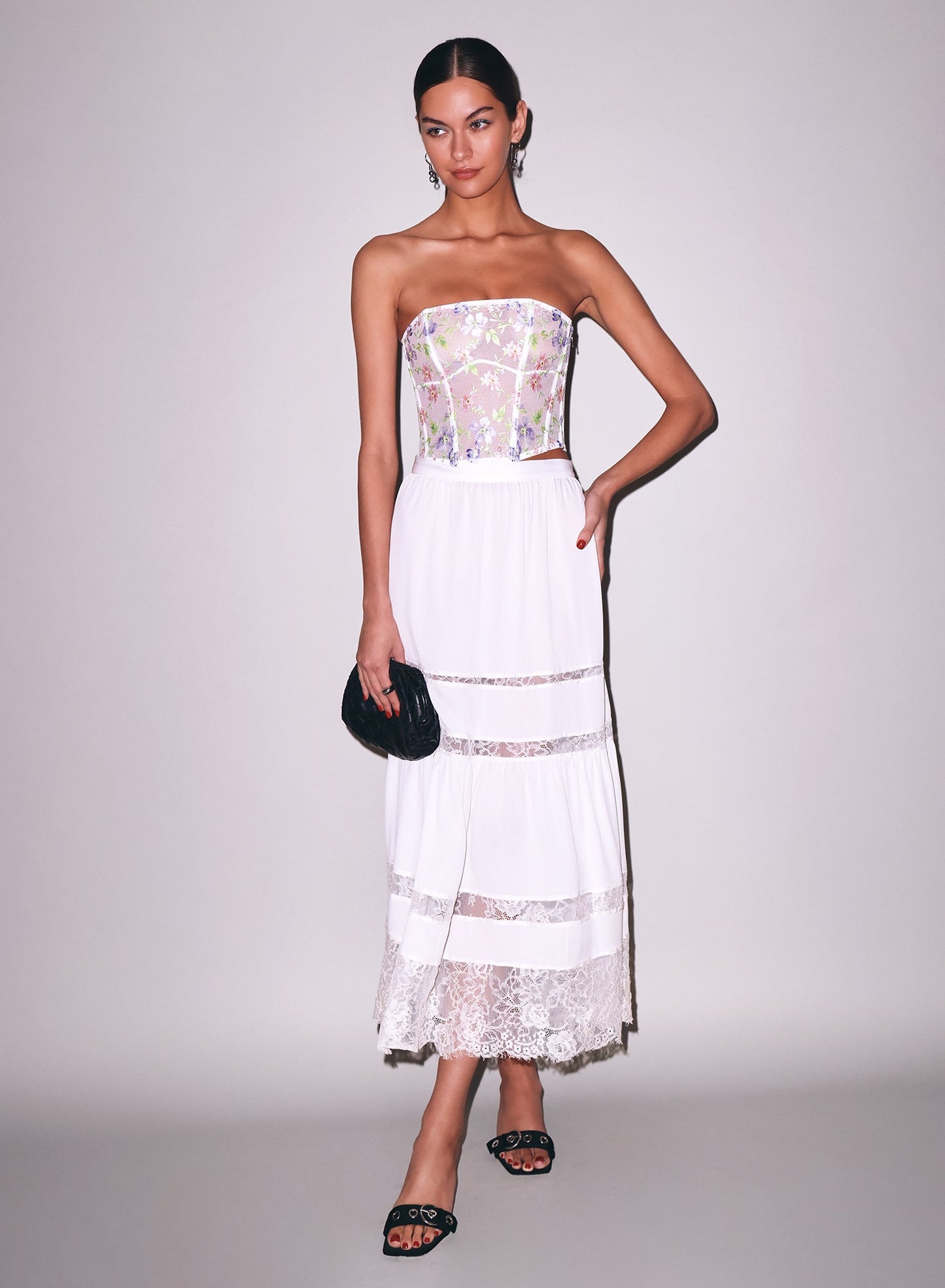 Fleur du Mal Ivory Juliet Lace Maxi Skirt