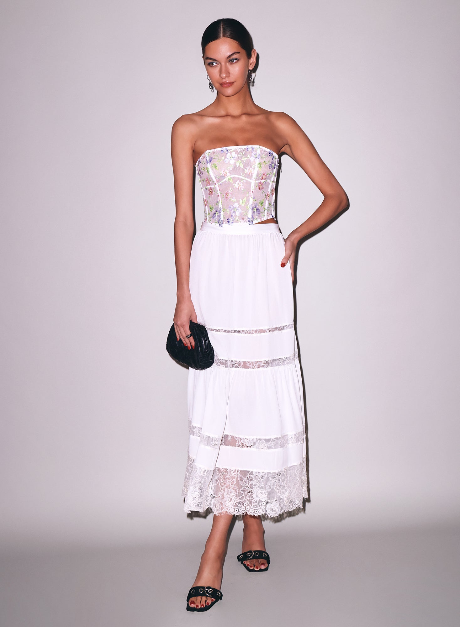 Fleur du Mal Ivory Juliet Lace Maxi Skirt