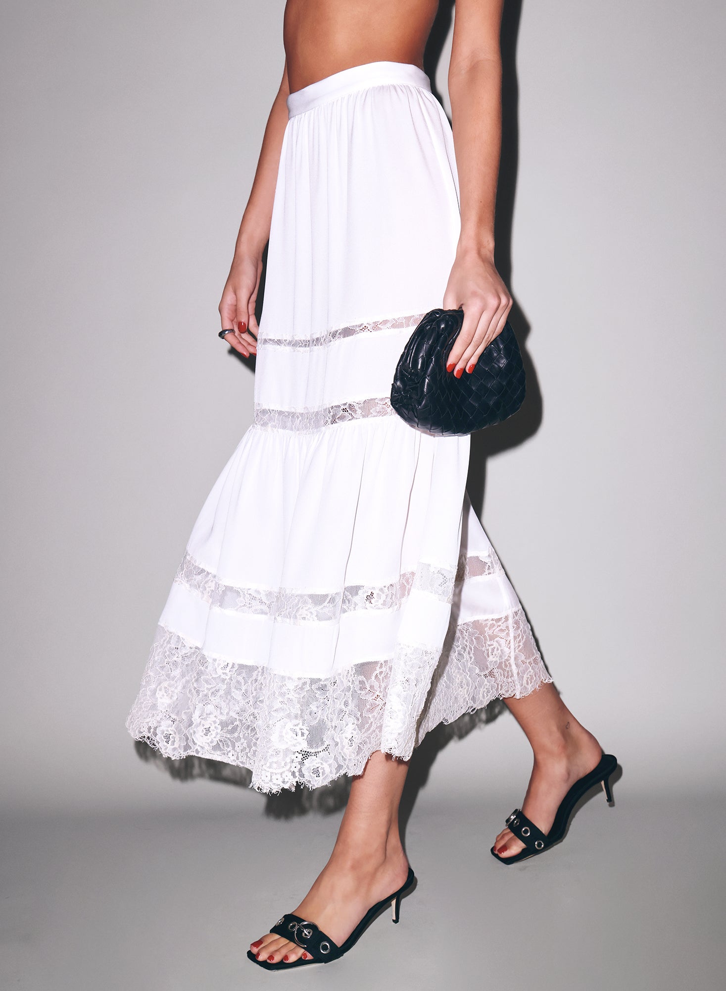 Fleur du Mal Ivory Juliet Lace Maxi Skirt