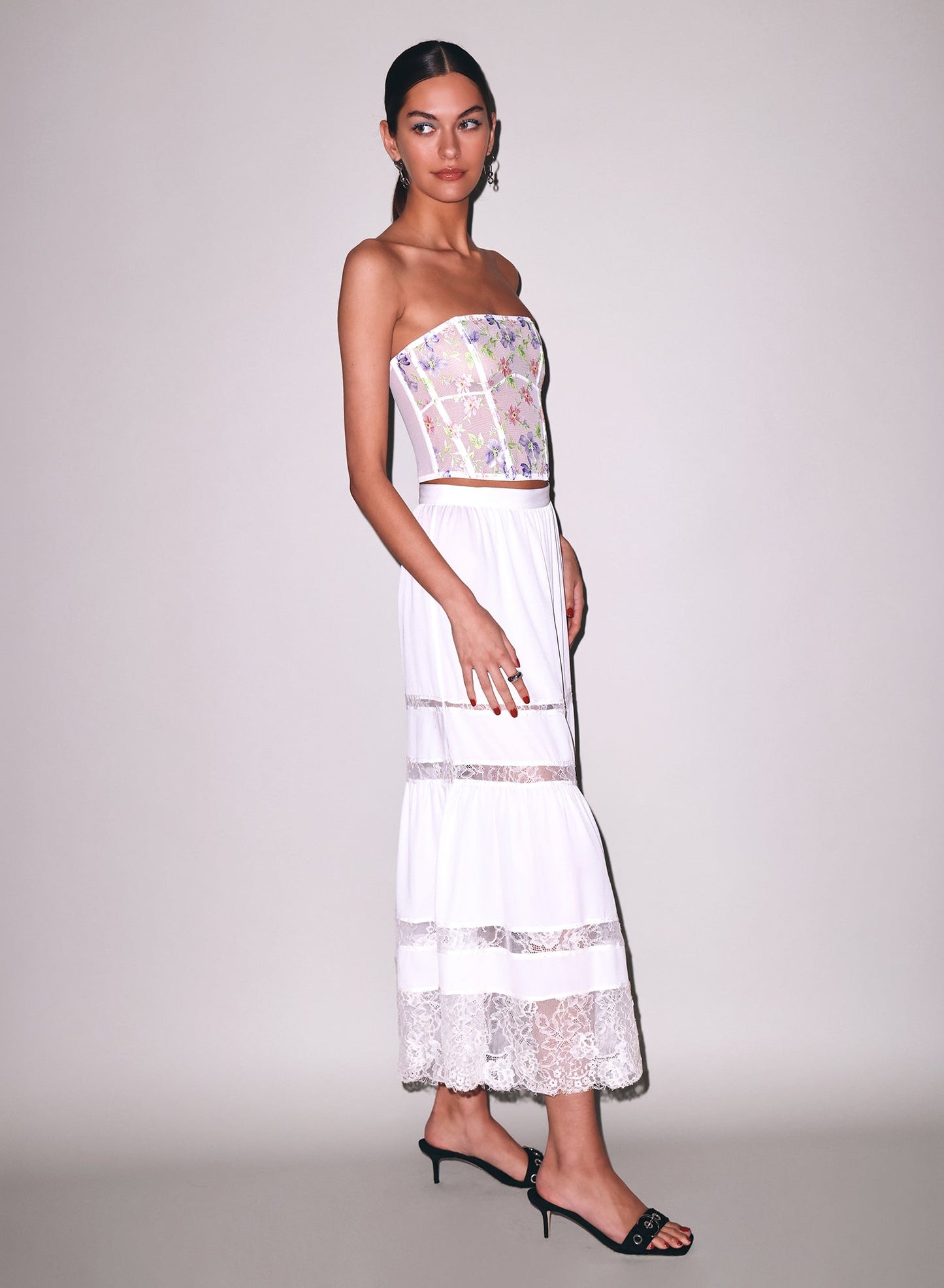 Fleur du Mal Ivory Juliet Lace Maxi Skirt