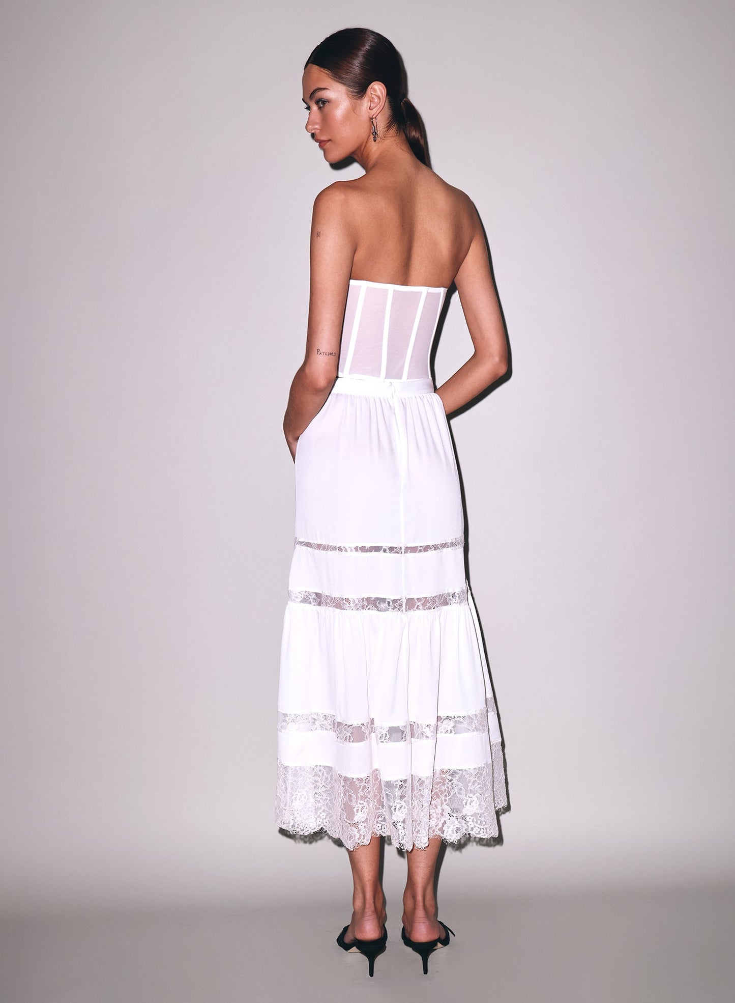 Fleur du Mal Ivory Juliet Lace Maxi Skirt
