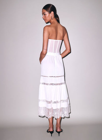 Fleur du Mal Ivory Juliet Lace Maxi Skirt
