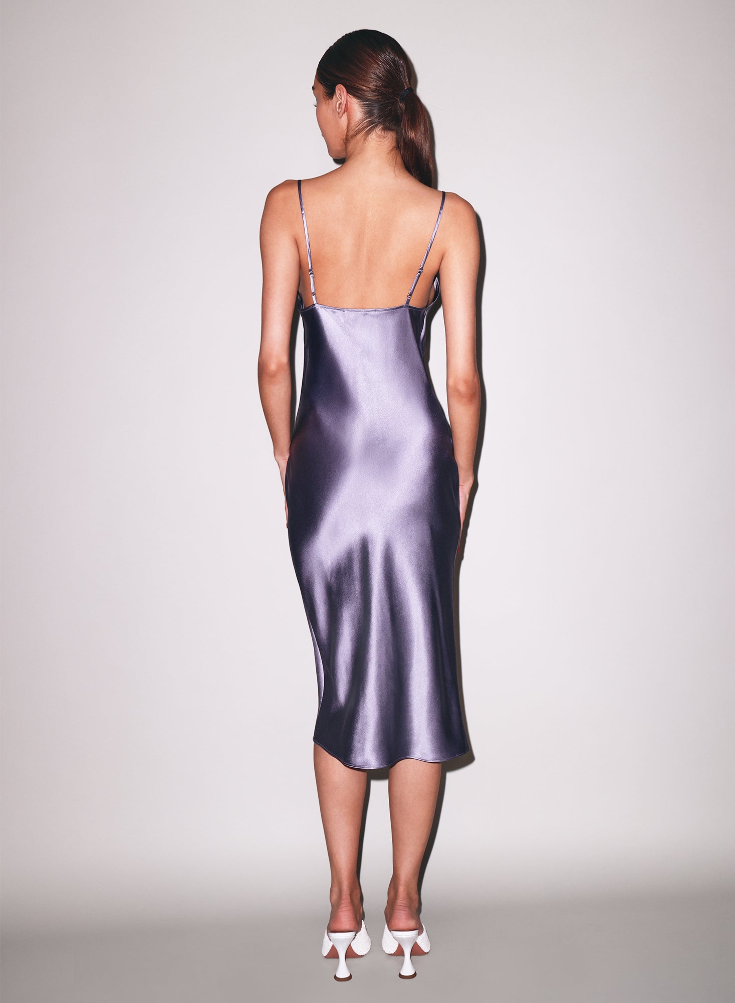 Fleur du Mal Lavender Smoke Silk Cowl Slip Dress