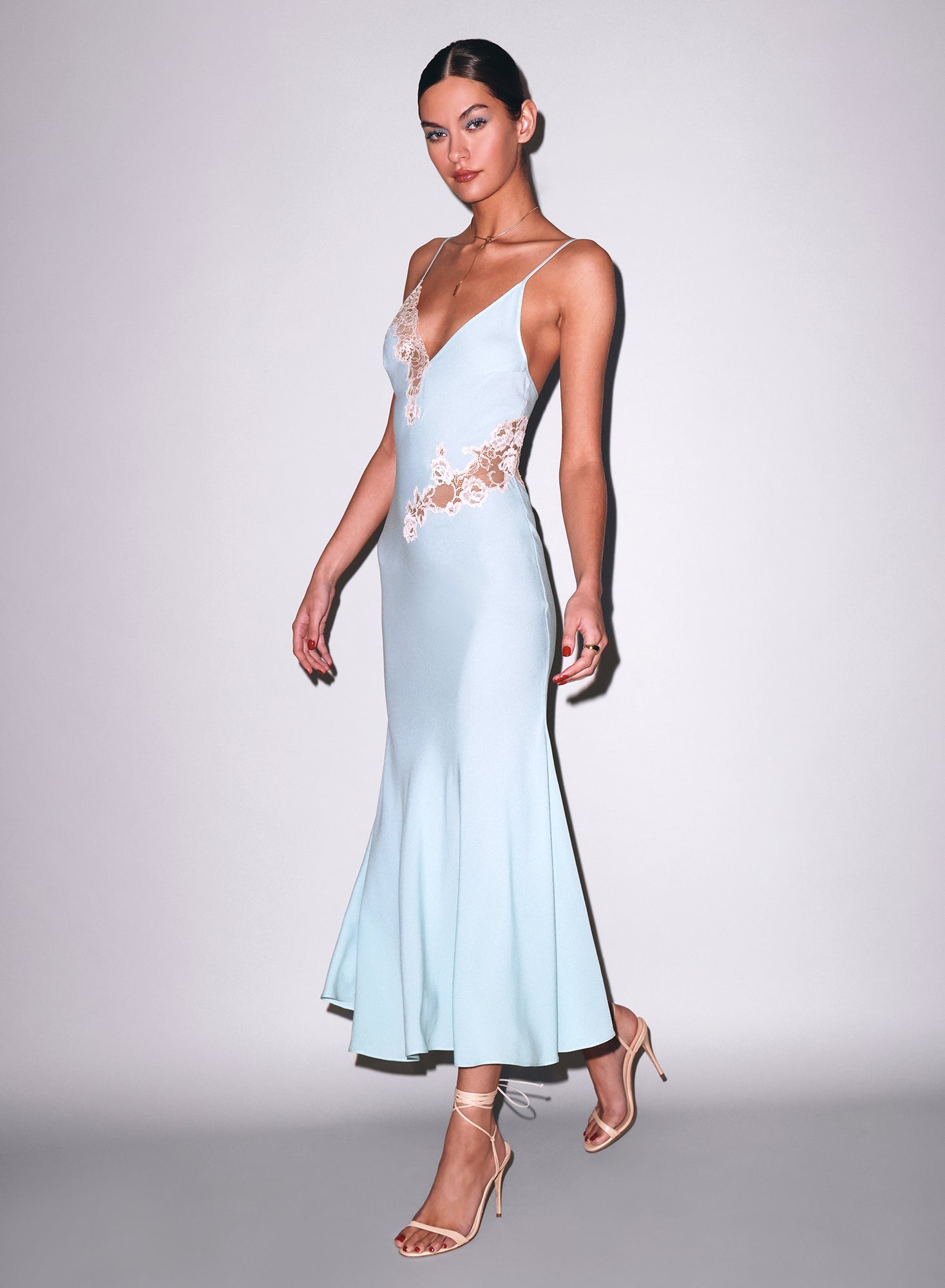 Fleur du Mal Frosted Mint Juliet Lace Maxi Dress