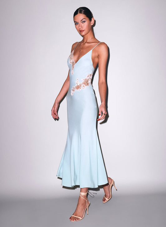Fleur du Mal Frosted Mint Juliet Lace Maxi Dress