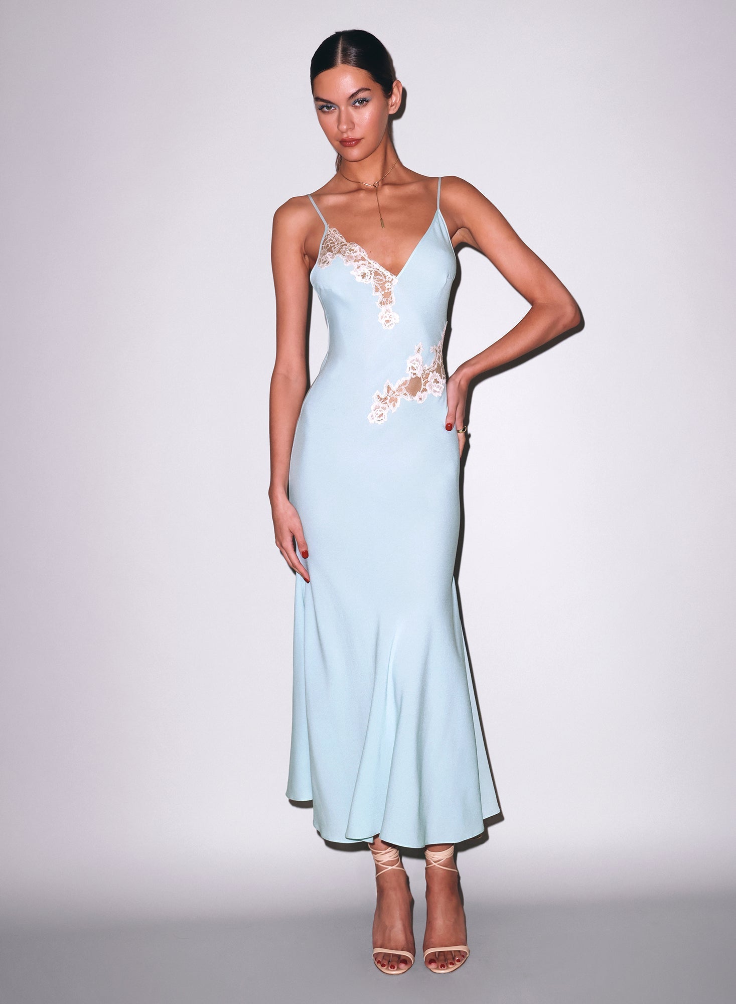 Fleur du Mal Frosted Mint Juliet Lace Maxi Dress