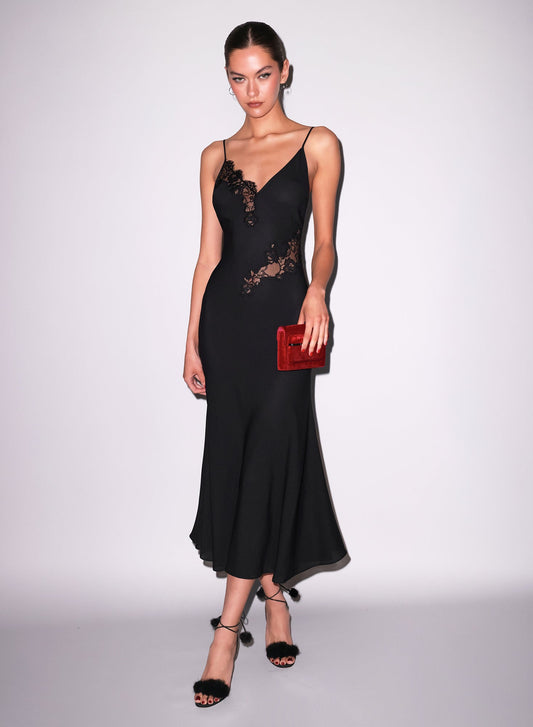 Fleur du Mal Black Juliet Lace Maxi Dress