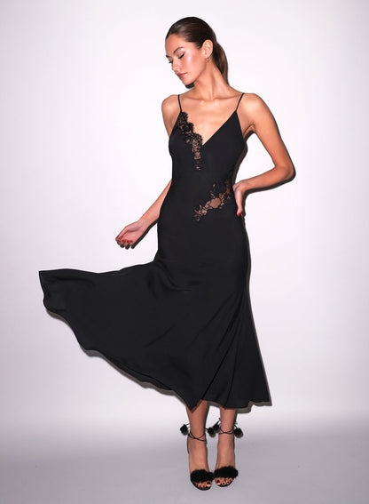 Fleur du Mal Black Juliet Lace Maxi Dress