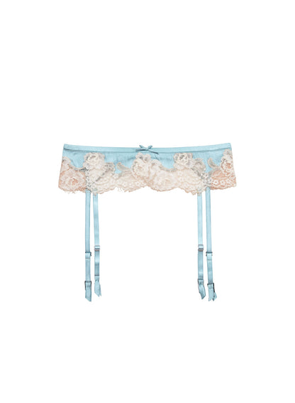 Fleur du Mal Frosted Mint Juliet Lace Garter Belt