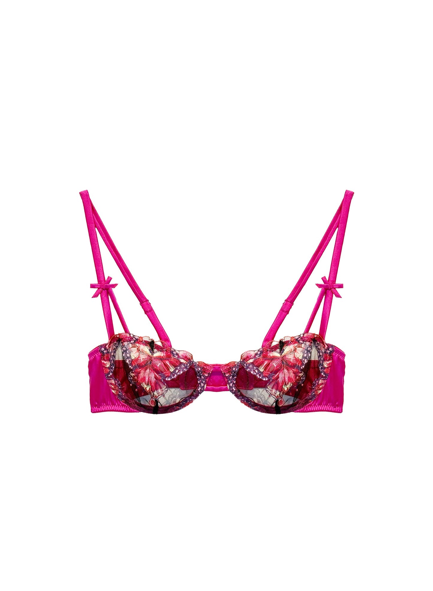 Fleur du Mal Cerise Butterfly Embroidery Balconette Bra