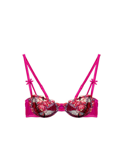 Fleur du Mal Cerise Butterfly Embroidery Balconette Bra