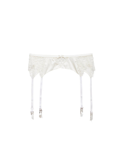 Fleur du Mal Ivory Daphne Lace Garter Belt