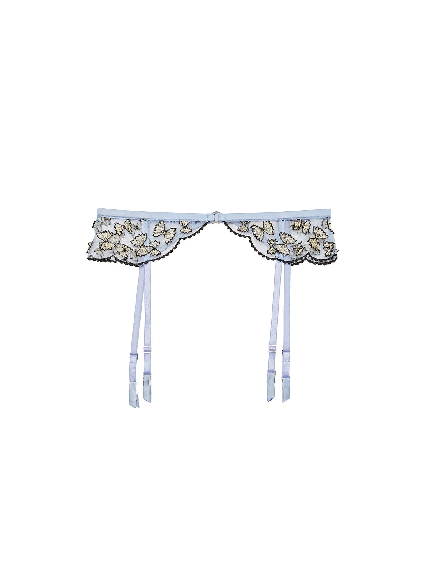 Fleur du Mal Baby Blue Farfalle Embroidery Garter