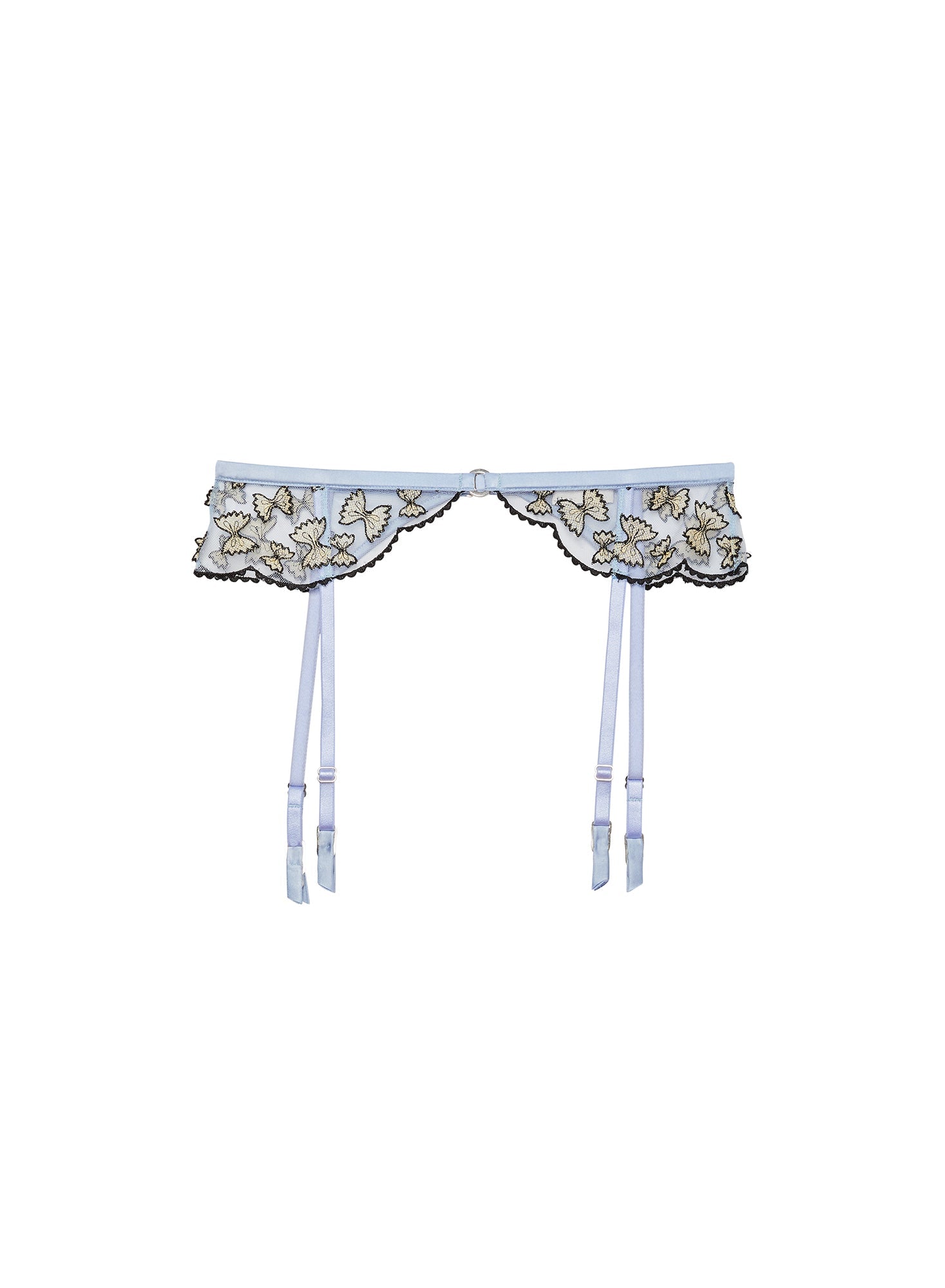 Fleur du Mal Baby Blue Farfalle Embroidery Garter