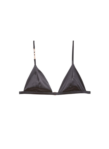 Fleur du Mal Black Fleur du Luxe Triangle Bra