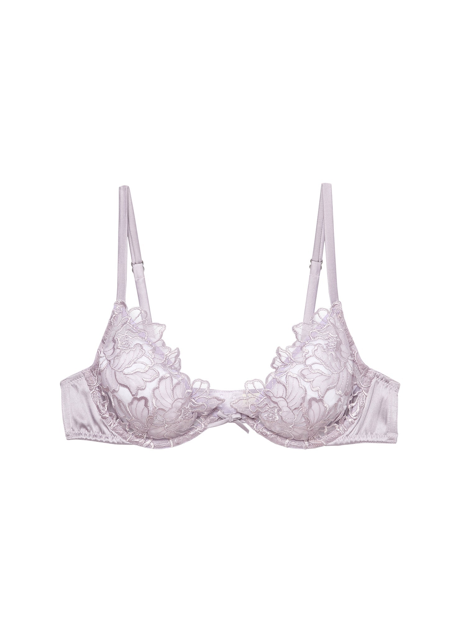 Fleur du Mal Lilac Whitney Embroidery Demi Bra