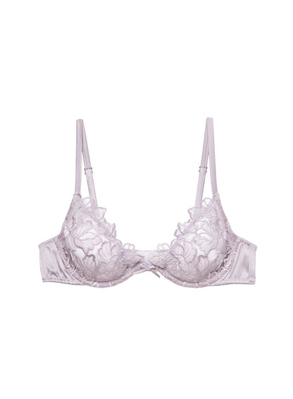 Fleur du Mal Lilac Whitney Embroidery Demi Bra