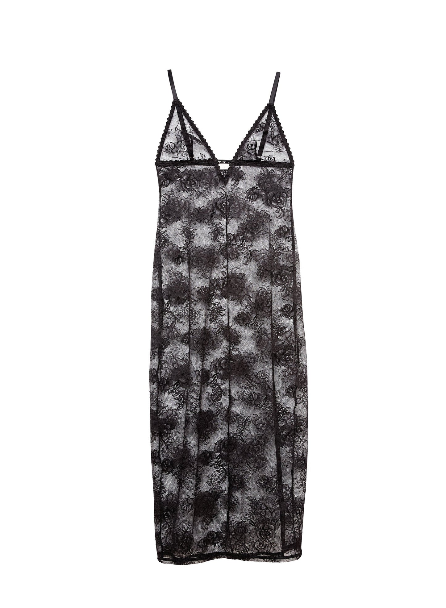 Fleur du Mal Black Long Bouquet Lace Slip